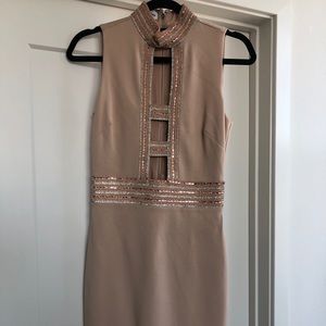 Light pink/tan BEBE body con dress